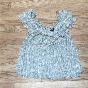 Express Top Ruffled Blue Floral